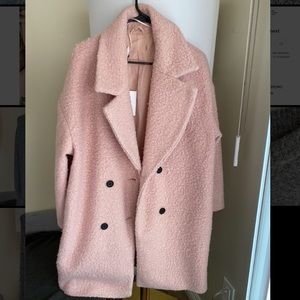 Pink blush double breasted coat - textured wool.